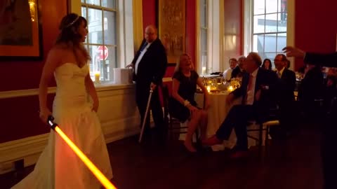 Bride And Groom's First Dance Turns Into Lightsaber Battle
