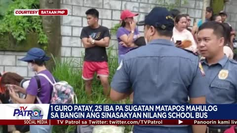 Guro patay, 46 sugatan matapos mahulog sa bangin ang school bus sa Bataan | TV Patrol