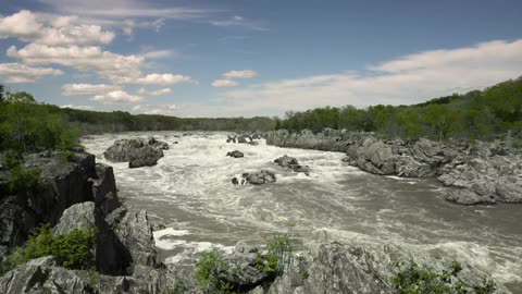 1 Hour Waterfall River Ambience Sounds (Great Falls Virginia) White Noise for Sleep | 4k