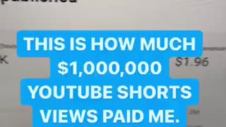 How Much Money 1,000,000 YouTube Shorts Views Pays #shorts