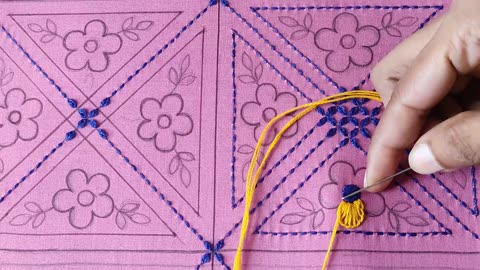 Hand embroidery nakshi kantha design stitch tutorial,নকশীকাঁথা নকশা