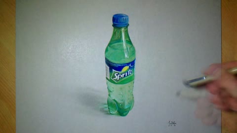 Drawing realistic 3D 'Sprite' bottle