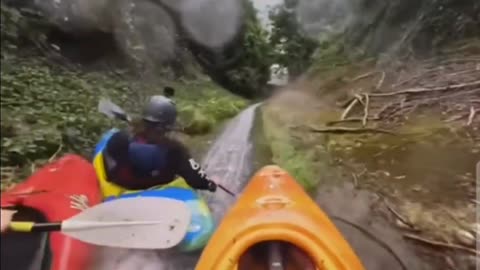 Kayaking the water runoff