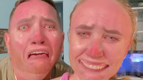 Funny crying filter with the wife