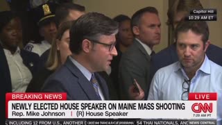 Mike Johnson makes a statement on Maine shooter