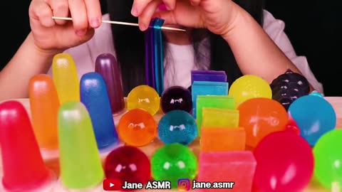 CRYSTAL Jelly Kohakuto, Cup Jelly, and Jelly Noodles at ASMR Rainbow Jelly Party