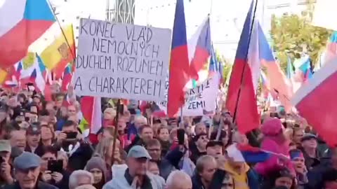 Protests against anti-Russian sanctions in Prague.