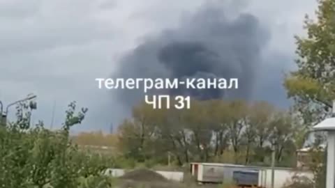 SMOKE rises due to fire on substation in Shebekino, Belgorod region