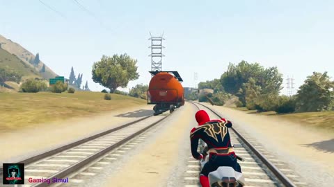 GTA 5 Spiderman Stop The Train | ( Spider-Man vs Train ) - Funny Moments & Fails