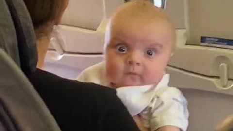 Baby's Got an Intense Glare on Airplane