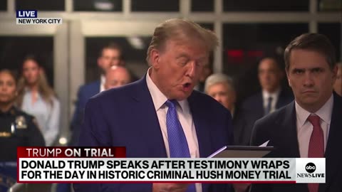 Donald Trump speaks after testimony wraps in hush money trial ABC News
