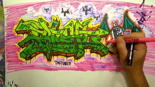 Graffiti letters. Fright sketch time lapse