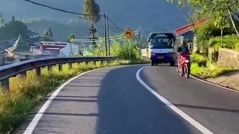 Wonosobo - Dieng highway with views of Mount Sindoro