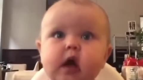 Funny baby reaction
