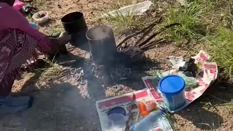 Found this lady cooking in the forest and this happened