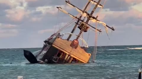 Tourist ship is capsizing