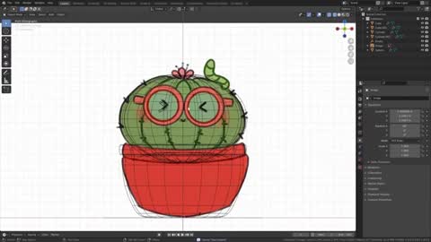 Blender beginner tutorial to make 3d cute cactus 3