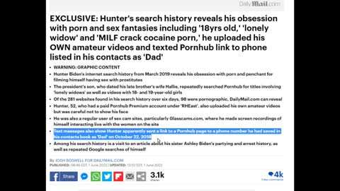 HUNTER BIDEN EXPLICIT LAPTOP PHOTOS AND FETISHES EXPOSED BY DAILYMAIL.CO.UK