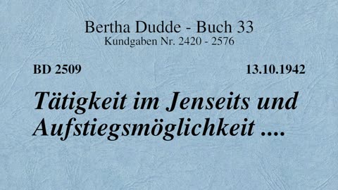 BD 2509 - TÄTIGKEIT IM JENSEITS UND AUFSTIEGSMÖGLICHKEIT ....