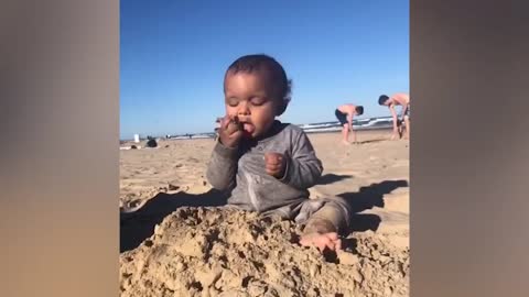 Funniest Babies on the Beach | Cute Baby Funny Moments