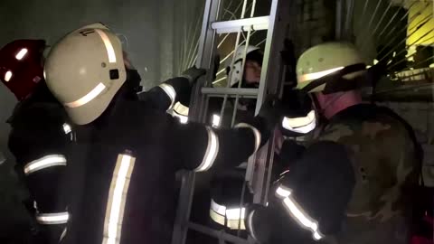 Rescuers put out fire in Kharkiv school after shelling