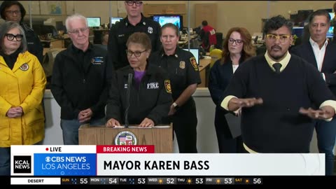 Los Angeles Mayor Karen Bass, joined by other city leaders and first responders
