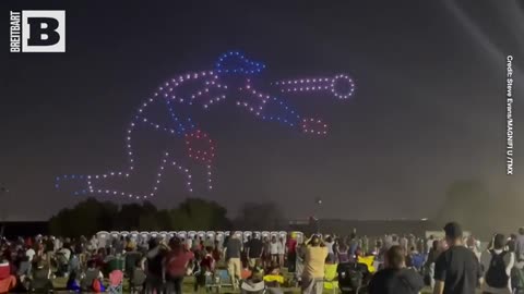 July 4 Drone Light Show Paints Scene of Baseball Pitching and Iwo Jima Flag Raising