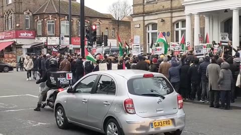 pro Palestine outside Southall Town Hall UK