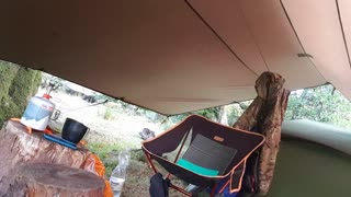 Spending time under the tarp. RIVERSIDE WILDCAMPING. SEP 2022