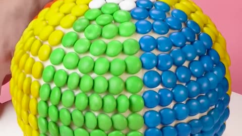 M&M Colorful Chocolate Ball Cake Decorating Idea