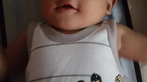 Funny cute 5 months old baby boy answers to her moms questions