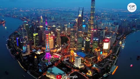 Shanghai, China 🇨🇳 in 4K ULTRA HD 60FPS at night by Drone
