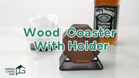Hand crafted wood coasters for drinks with holder | Greenlivinglife
