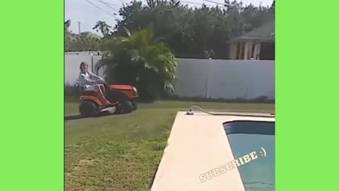 Mower falls into the water