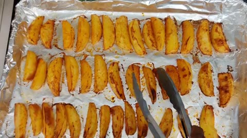 Perfect dinner! everyone will love it! Potato wedges and chicken thighs