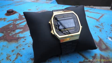 Die Casio A 168 Retro Uhr in schwarz-gold Review Deutsch