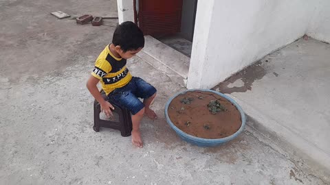 Guddi play soil and make laddo