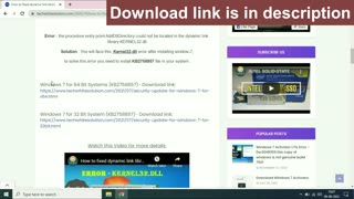 [NEW] How to Fix dynamic link library Kernel32.dll Error on Windows 7 Entry Point not found .dll
