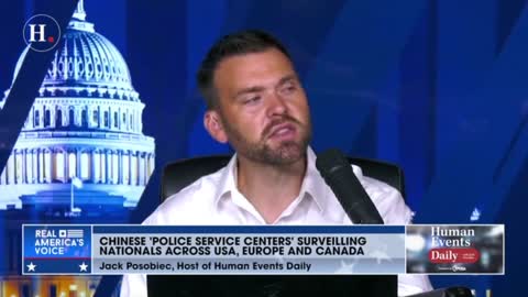 Posobiec talks about how the Chinese Communist Party has set up "police service centers" in countries around the world, including the USA and Canada.