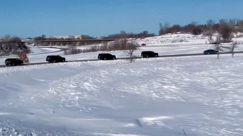 Trump entourage en route to event in Indianola, Iowa.