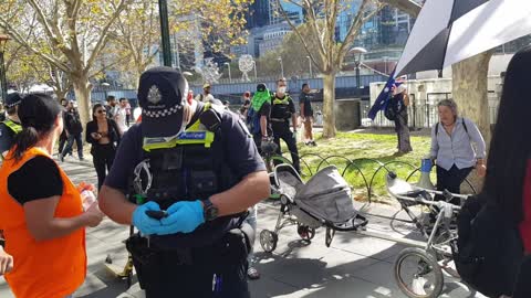 Melbourne Protest Rally Stand at Southbank 16 04 2022