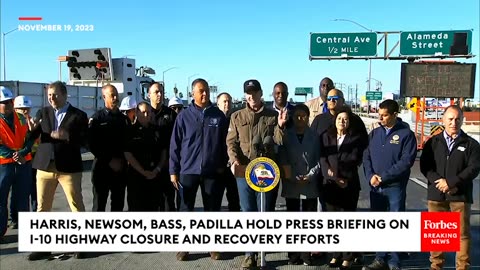 Kamala Harris Joins Newsom, Bass, Padilla To Give Update On I-10 Highway Closure & Recovery Efforts
