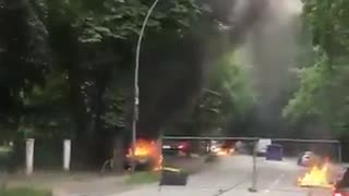 July 7 Germany 2017 g20 1.3 Antifa burning cars and destroying things