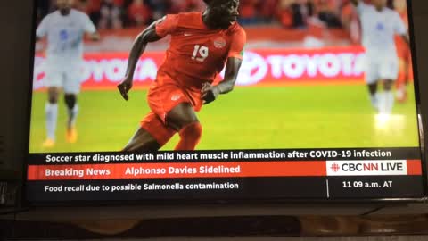 CANADIAN SOCCER STAR HAS MYOCARDITIS FROM???