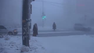 Outside, when the -48 degrees. Yakutsk.