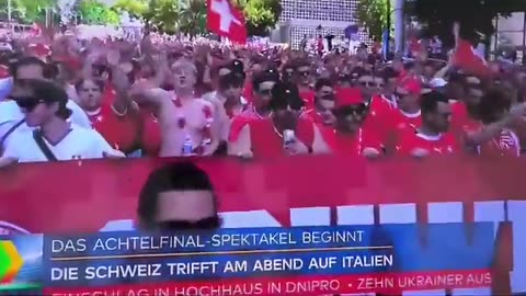 swiss fans attack a shop in berlin, as they gather for the EURO 2024 match against #Italy.