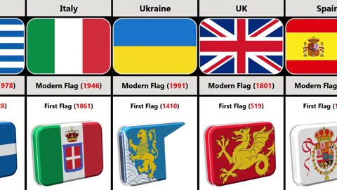 First VS Modern Flags From Different Countries