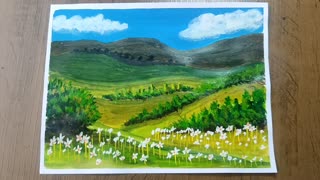 Painting a beautiful scene with lots of flowers