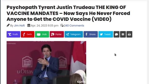 Psychopath Tyrant Justin Trudeau THE KING OF VACCINE MANDATES
