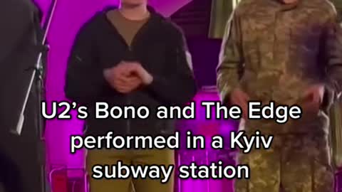 U2's Bono and The Edge performed in a Kyiv subway station